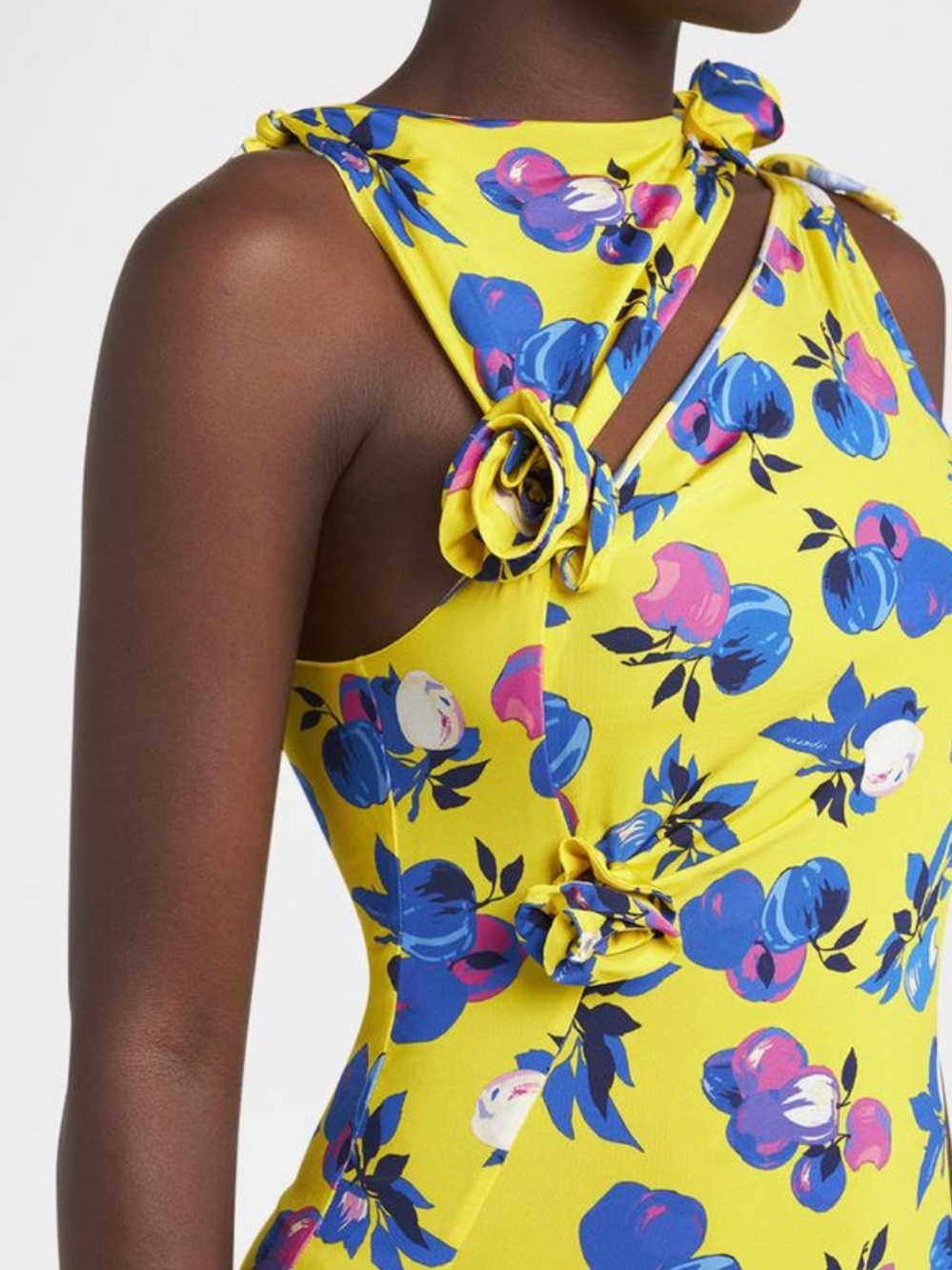 Coperni Asymmetric Flower Mini Dress in Yellow Apples SOLD OUT NWT S - Picture 4 of 6